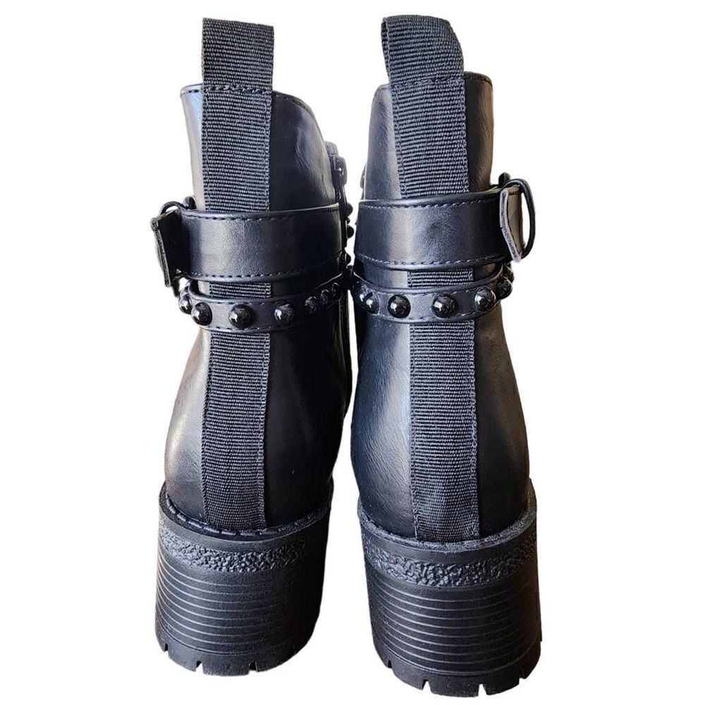 GC Shoes Noe Black Ankle Boots Booties Womens Stud Buckle Emo Block Lug Zip 9 - Picture 3 of 8